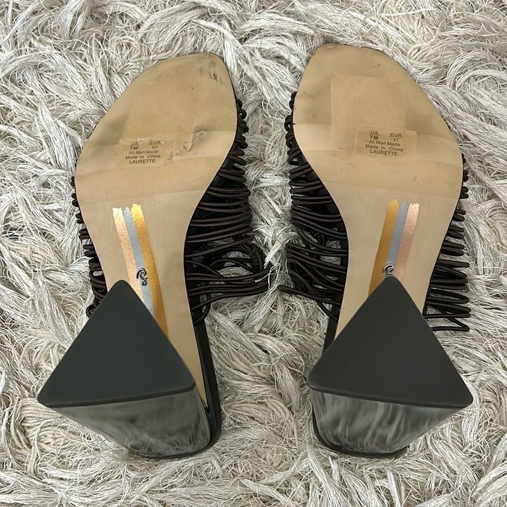 Sam Edelman Laurette Block Heel Woven Mules Sandals in Caviar Brown size 7 - Picture 13 of 15